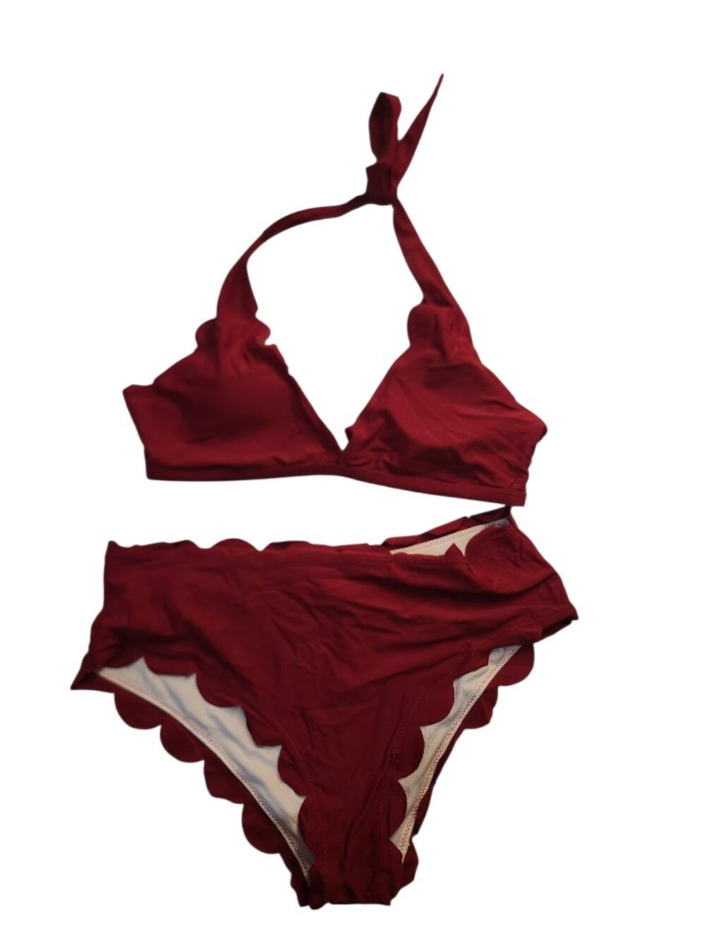 Shein Two Piece Bikini Swimsuit Size 1XL Burgundy Plus Size Sexy Halter Top